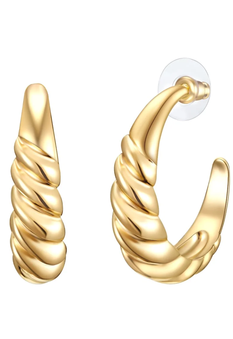 Cercei in forma de semiluna placati cu aur de 14K 32103, Auriu/Galben