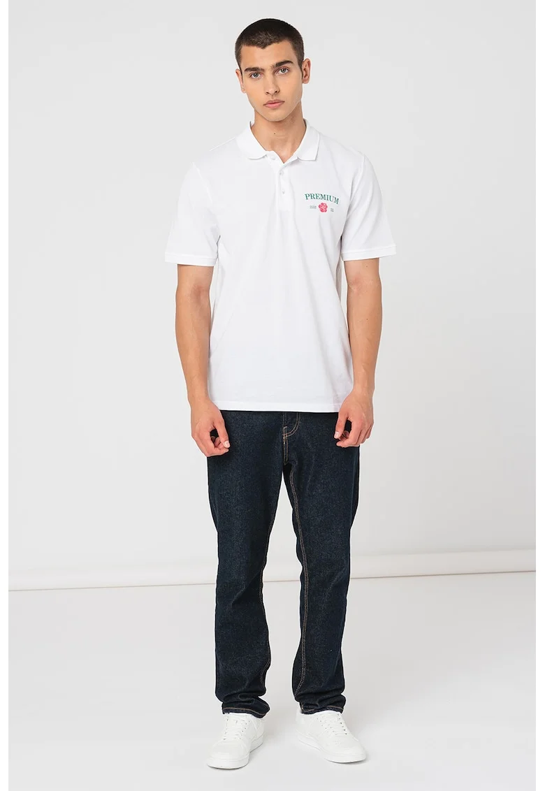 Tricou polo din material pique Alfie, Alb optic