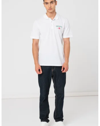 Tricou polo din material pique Alfie, Alb optic