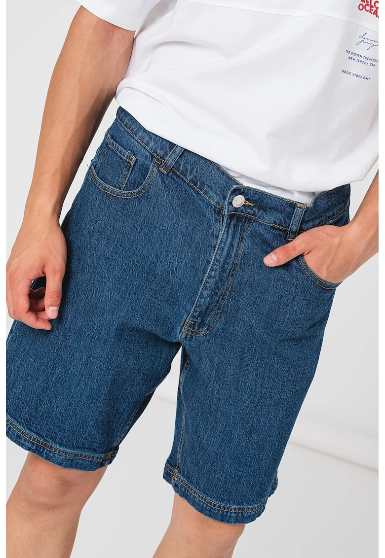 Bermude relaxed fit de denim, Albastru inchis