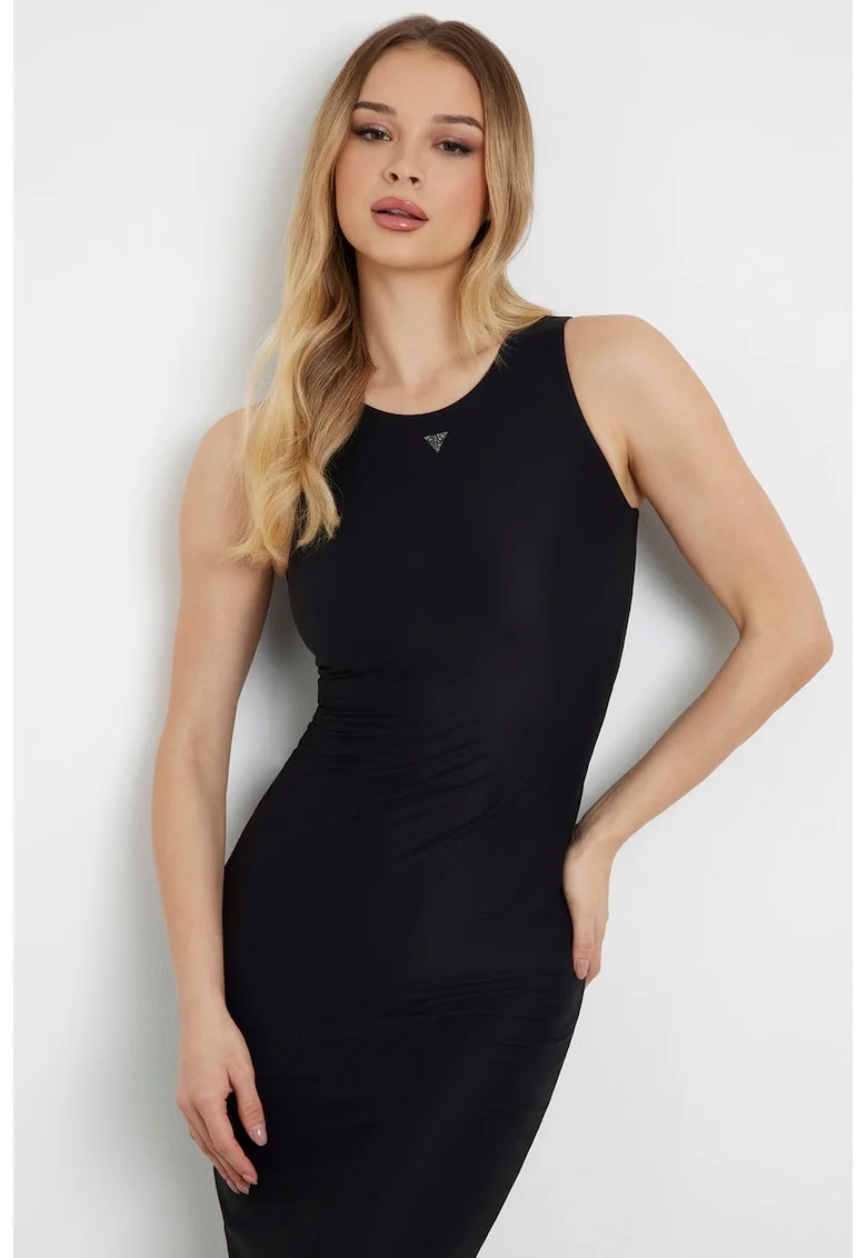 Rochie midi cu decolteu rotund, Negru