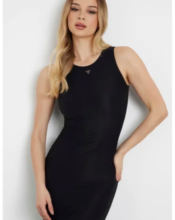 Rochie midi cu decolteu rotund, Negru