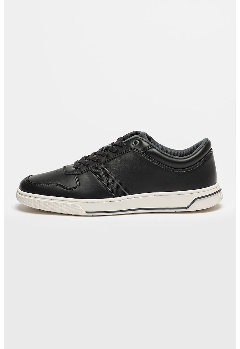 Pantofi sport low-cut de piele, Negru/Alb murdar