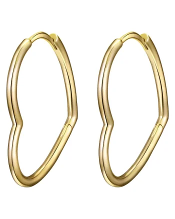 Cercei in forma de inima, placati cu aur de 14K, Auriu/Galben