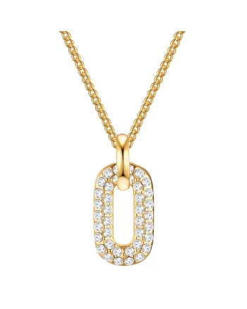 Colier placat cu aur de 14K, cu pandantiv din cristale europene, Auriu/Galben