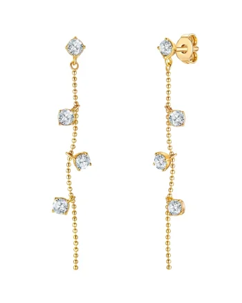 Cercei drop placati cu aur de 14K, Auriu/Galben