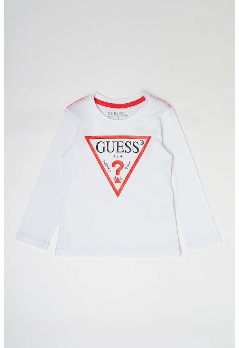 Bluza de bumbac organic cu imprimeu logo, Alb optic