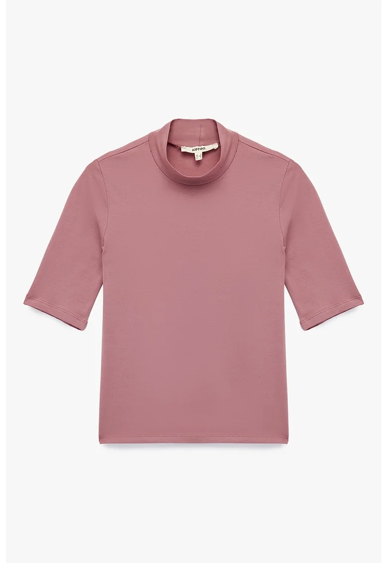 Tricou uni cu guler scurt, Coral