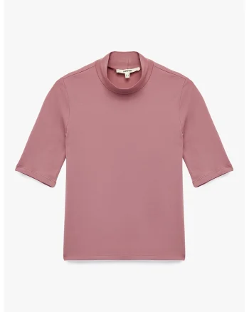 Tricou uni cu guler scurt, Coral