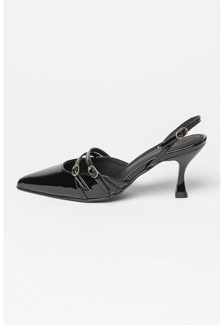 Pantofi slingback din piele lacuita Joelle, Negru