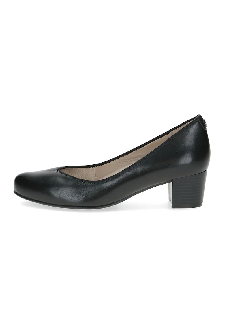 Pantofi de piele cu toc masiv, Negru
