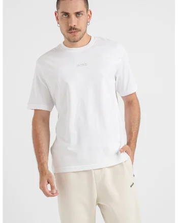 Tricou din bumbac cu logo, Alb optic