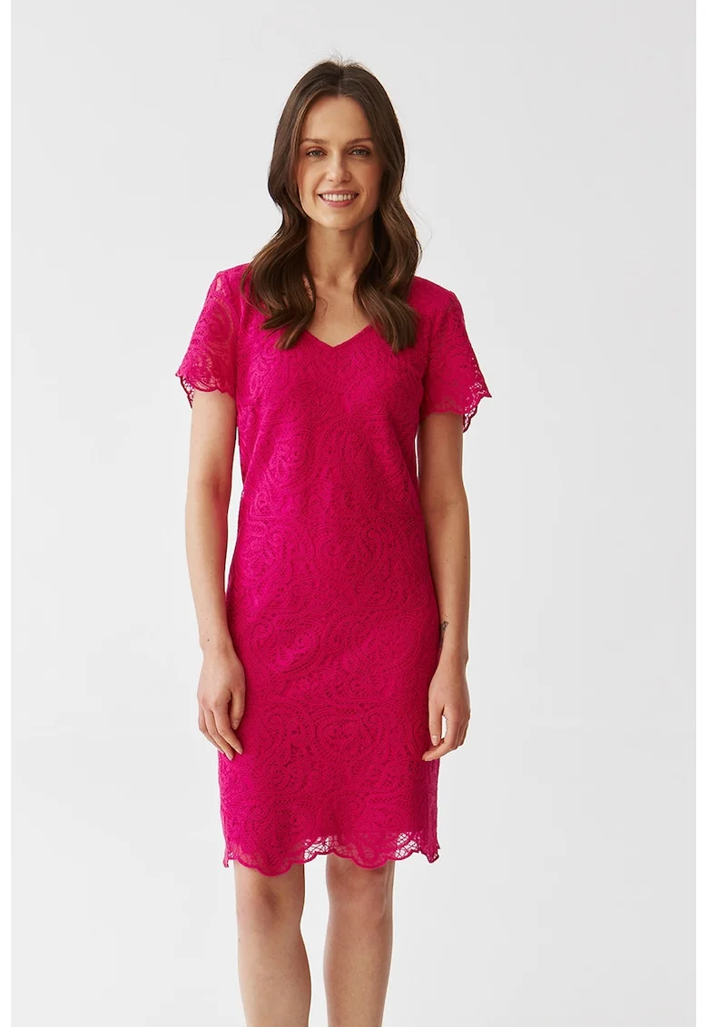 Rochie dreapta cu decolteu in V Sono, Fucsia