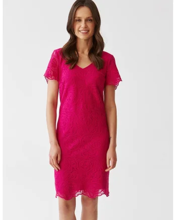 Rochie dreapta cu decolteu in V Sono, Fucsia
