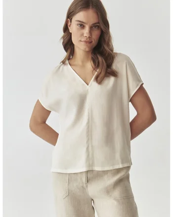 Bluza de lyocell cu maneci scurte Siro, Alb