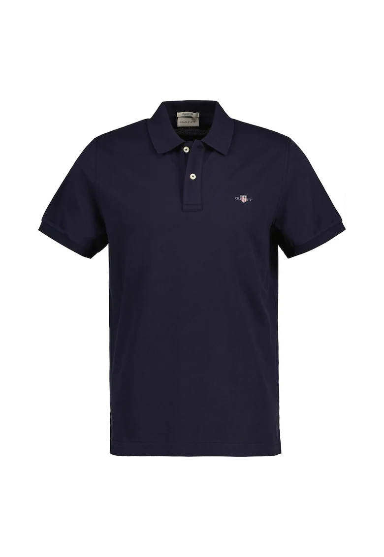 Tricou polo din bumbac pique Shield, Bleumarin