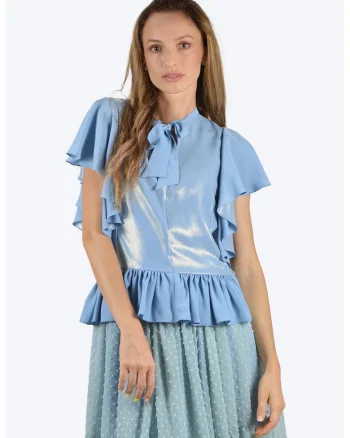 Bluza de matase cu aspect metalizat, Albastru lavanda