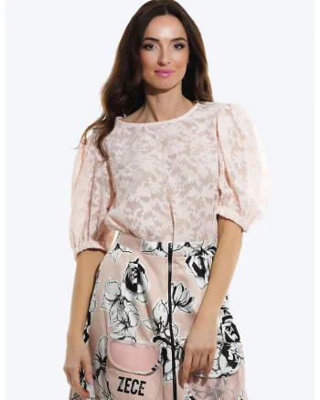 Bluza cu model si maneci bufante, Piersica
