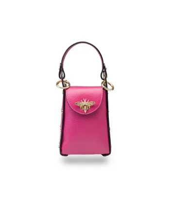 Geantă dama  din piele naturală, fucsia, versatilă, cu cureaua de umăr, 30x45cm