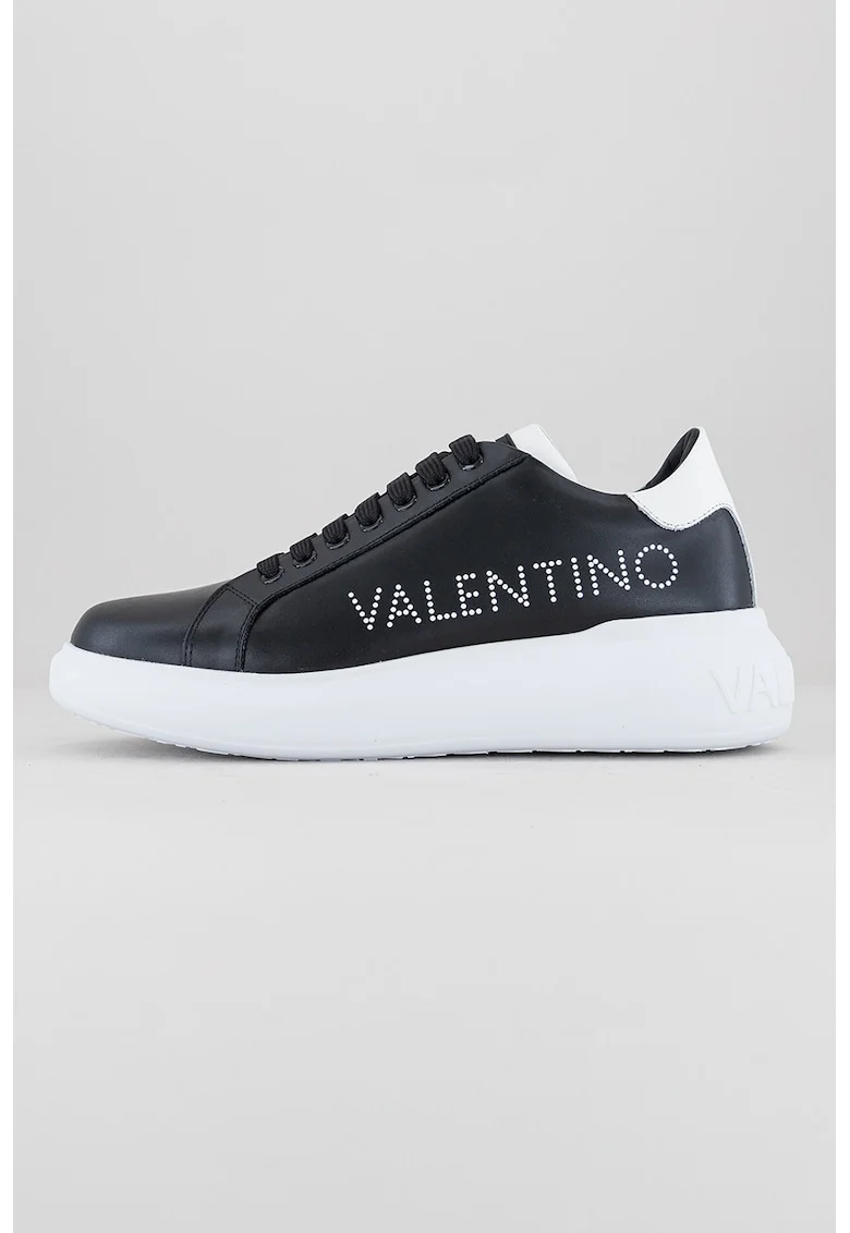 Pantofi sport unisex de piele cu logo, Negru