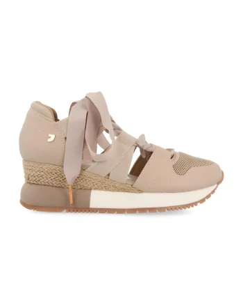 Pantofi sport cu talpa wedge si decupaje Lizarda, Bej