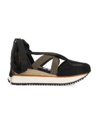 Pantofi sport wedge cu decupaje Settala, Negru/Kaki
