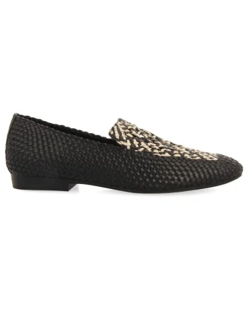 Pantofi de piele cu aspect impletit, Negru