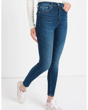 Blugi skinny cu talie inalta Sylvia, Bleumarin