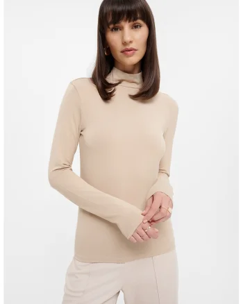 Bluza cu guler mediu, Bej deschis
