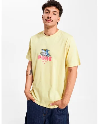 Tricou unisex cu imprimeu logo, Galben pai/Roz/Albastru
