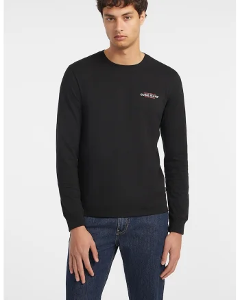 Bluza cu detaliu logo si maneci lungi, Negru