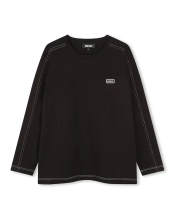 Bluza din bumbac cu decolteu rotund, Negru