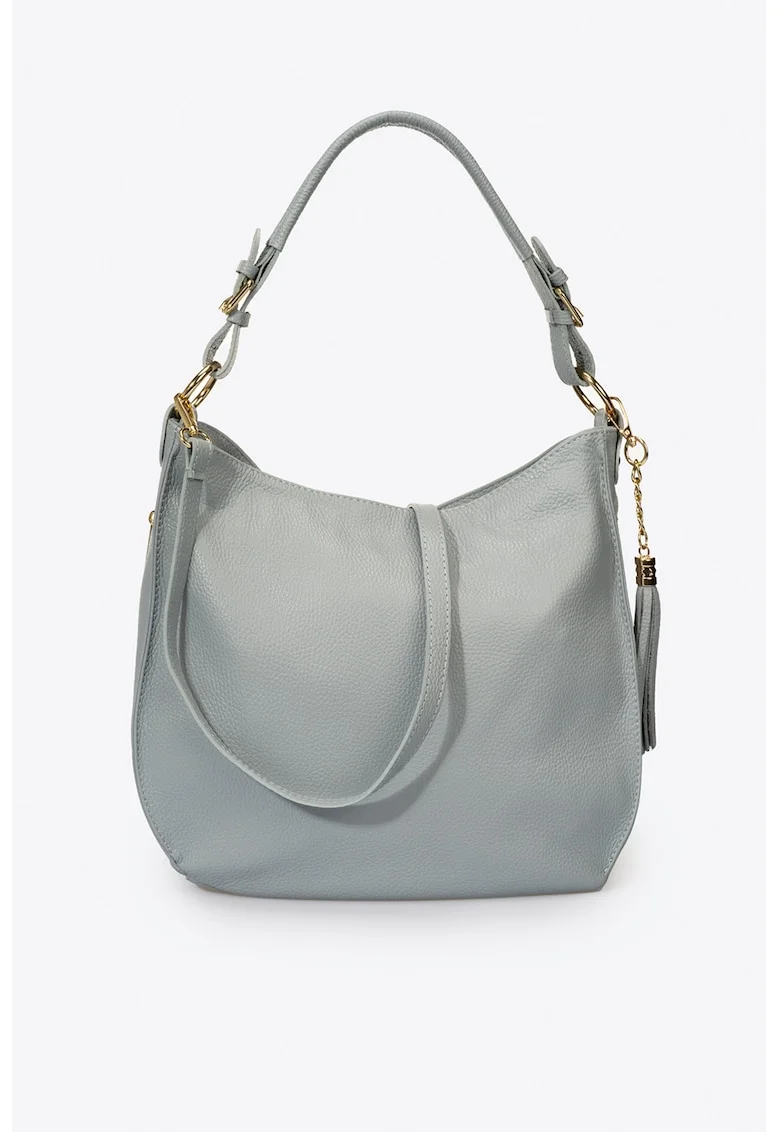 Geanta hobo piele, Gri cenusiu, 28x36x13