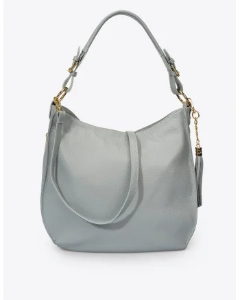 Geanta hobo piele, Gri cenusiu, 28x36x13