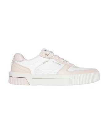 Pantofi sport de piele ecologica cu logo, Alb/Roz pal