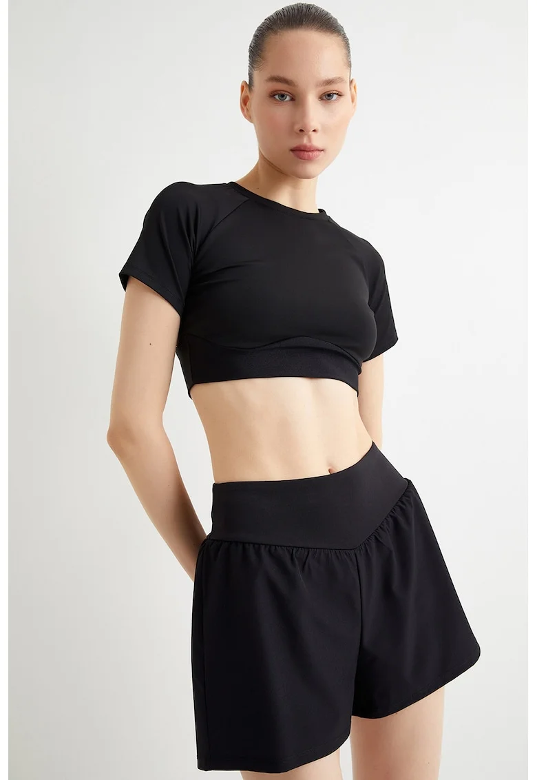 Tricou crop uni, Negru