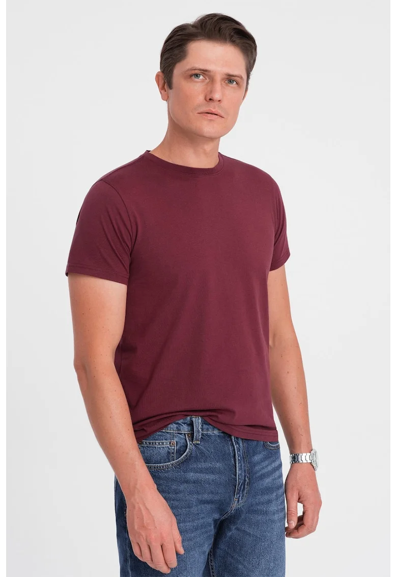 Tricou uni cu decolteu la baza gatului, Visiniu