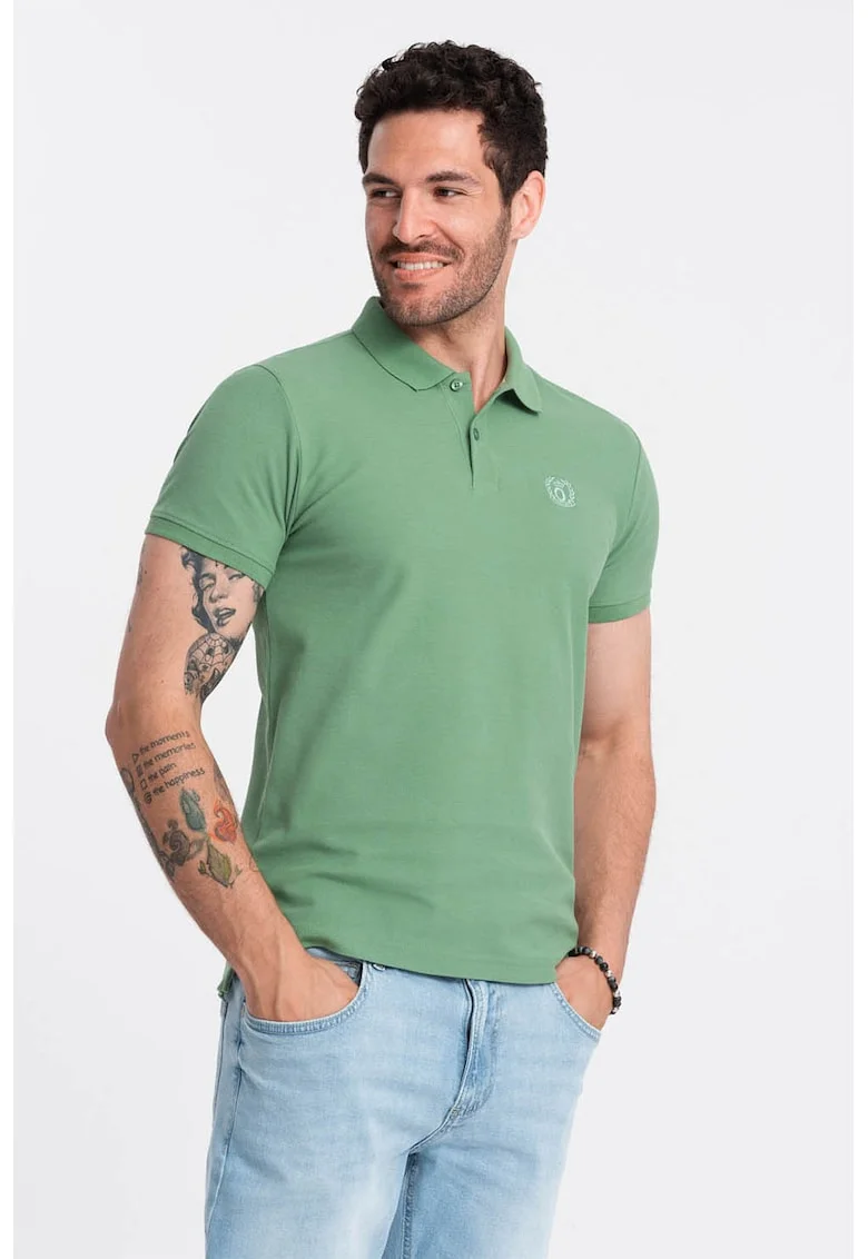 Tricou polo cu model uni, Verde