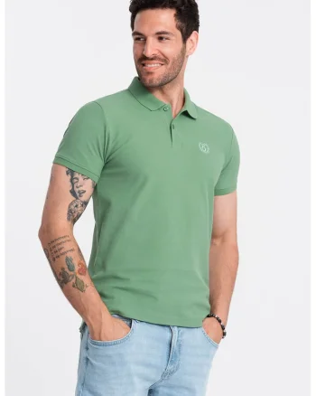 Tricou polo cu model uni, Verde