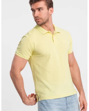 Tricou polo cu model uni, Galben