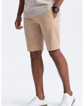 Pantaloni scurti de bumbac cu talie ajustabila, Bej