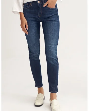 Blugi crop skinny, Albastru inchis