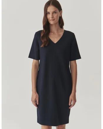Rochie cu decolteu in V si buzunare laterale, Negru