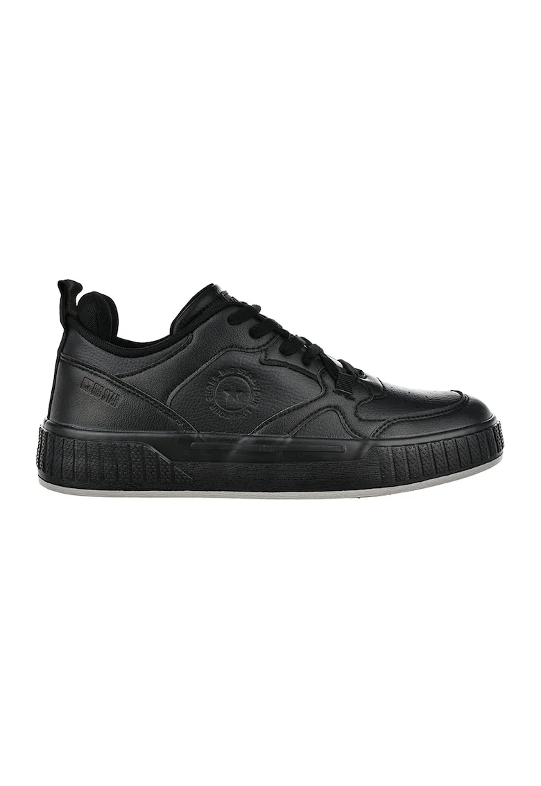Pantofi sport de piele ecologica cu detalii logo, Negru