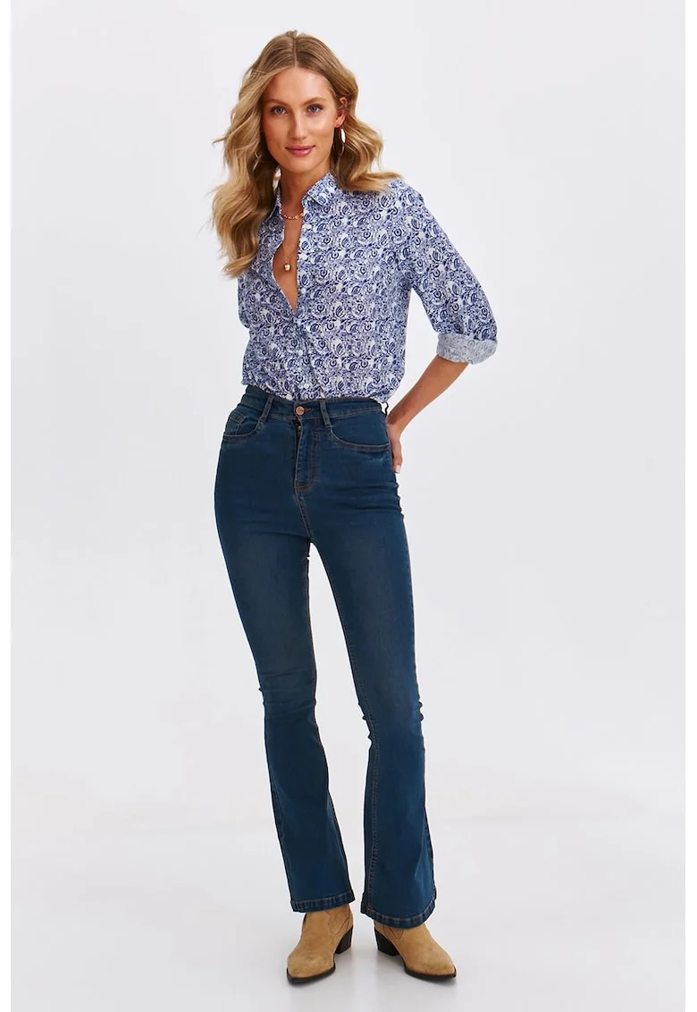 Blugi bootcut cu talie inalta, Bleumarin