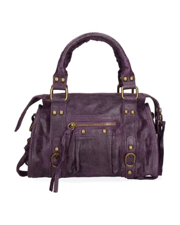 Geanta din piele cu bareta de umar Erisia, Violet aubergine