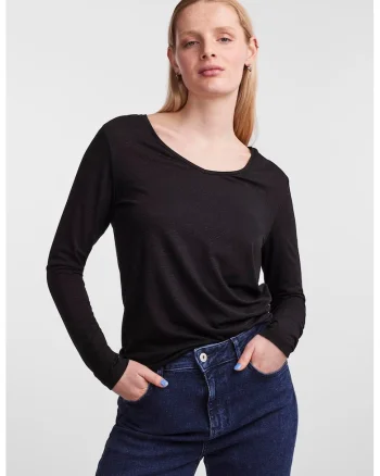 Bluza de lurex cu decolteu in V Billo, Negru