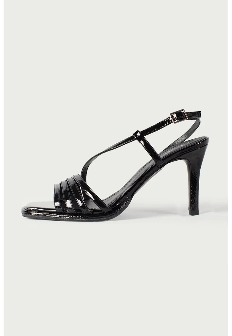 Sandale din piele cu barete multiple Ella, Negru