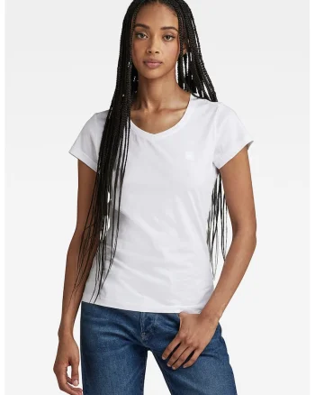 Tricou de bumbac organic cu decolteu in V Eyben, Alb