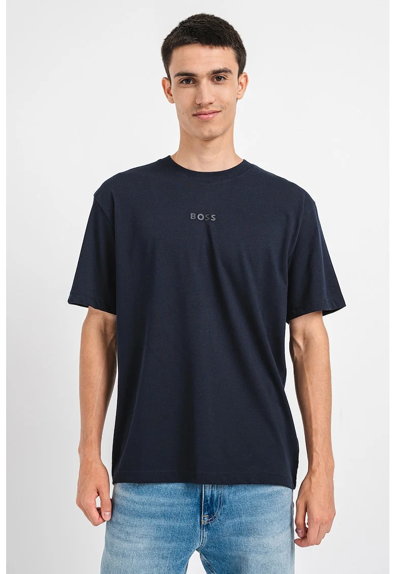 Tricou din bumbac cu logo, Bleumarin